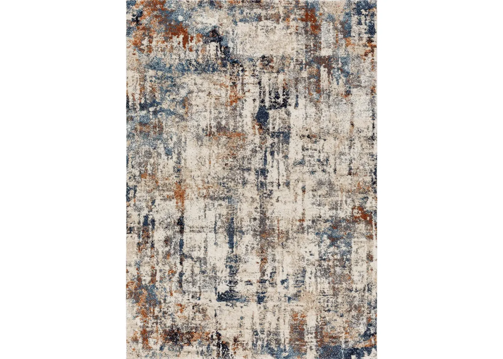 Tuscany Coral/Cream/Blue Abstract Area Rug 7'10"W x 10'3"L