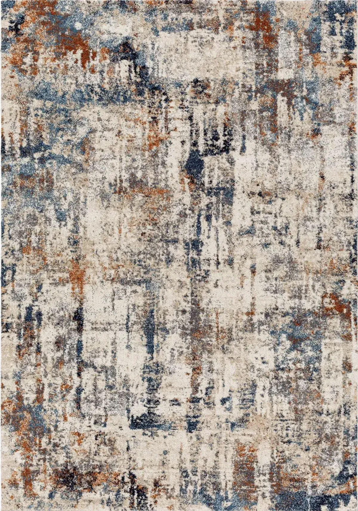 Tuscany Coral/Cream/Blue Abstract Area Rug 7'10"W x 10'3"L