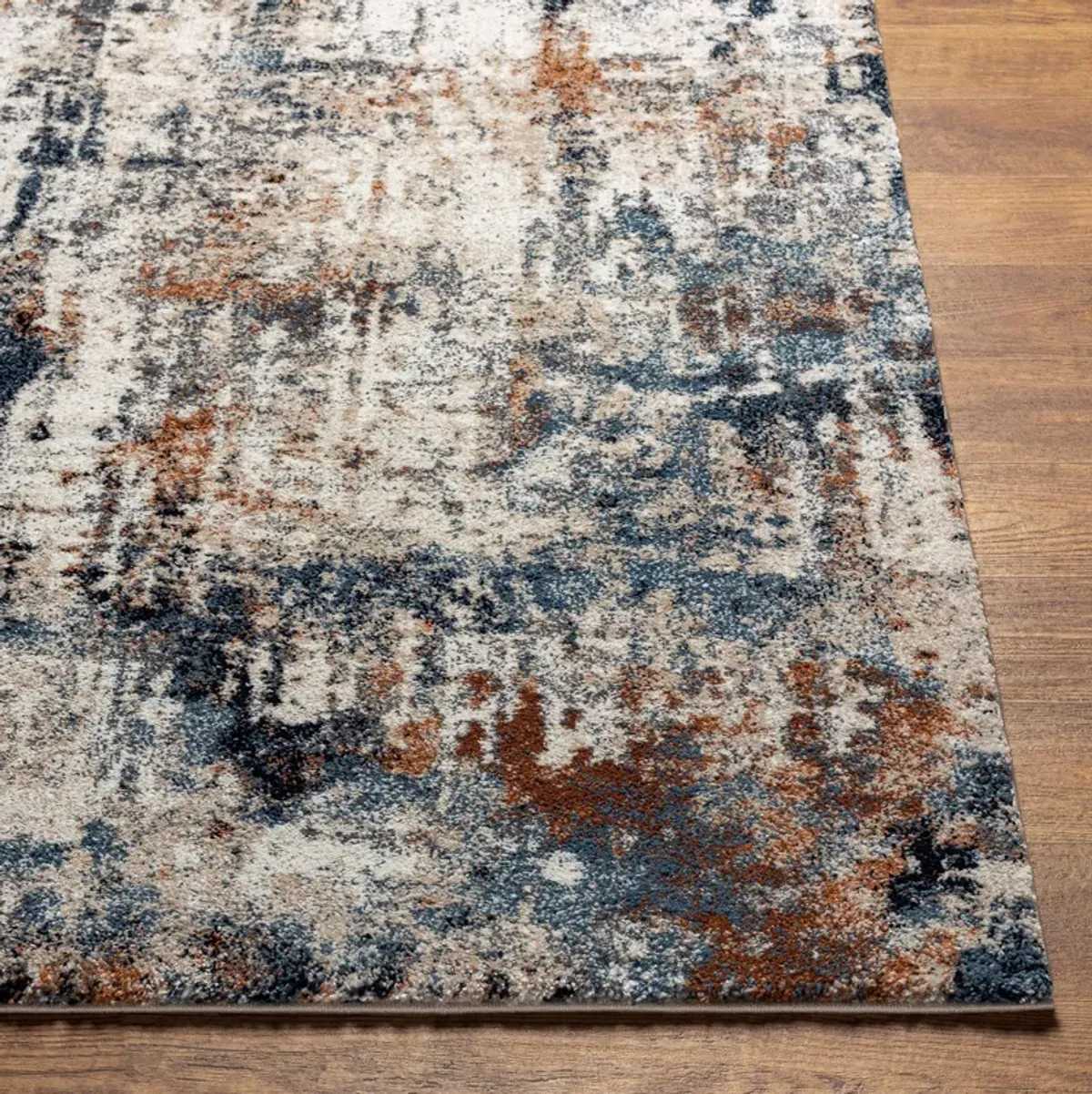 Tuscany Coral/Cream/Blue Abstract Area Rug 5'3"W x 7'3"L