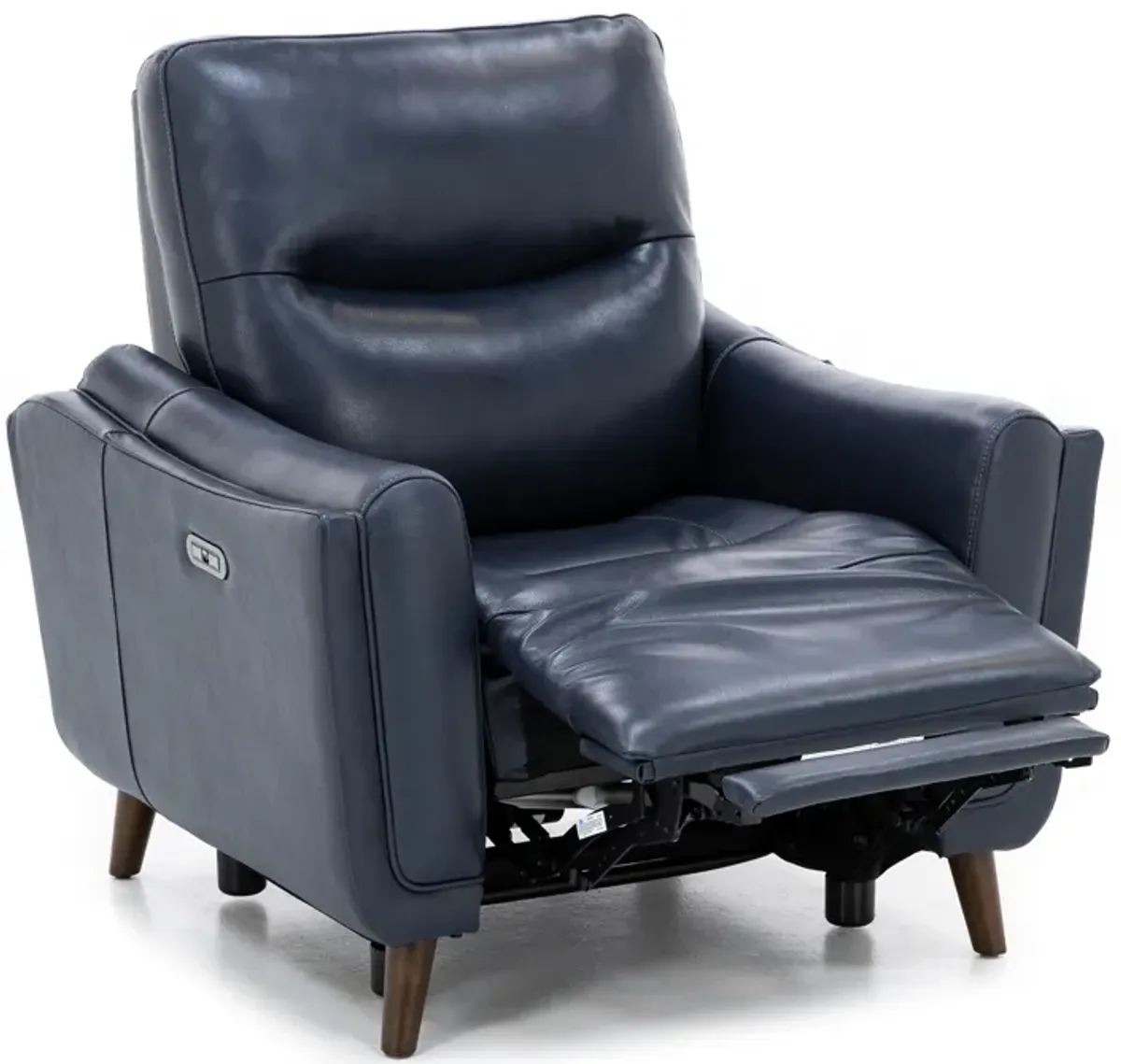 Bethany Leather Power Headrest Recliner in Navy