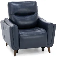 Bethany Leather Power Headrest Recliner in Navy