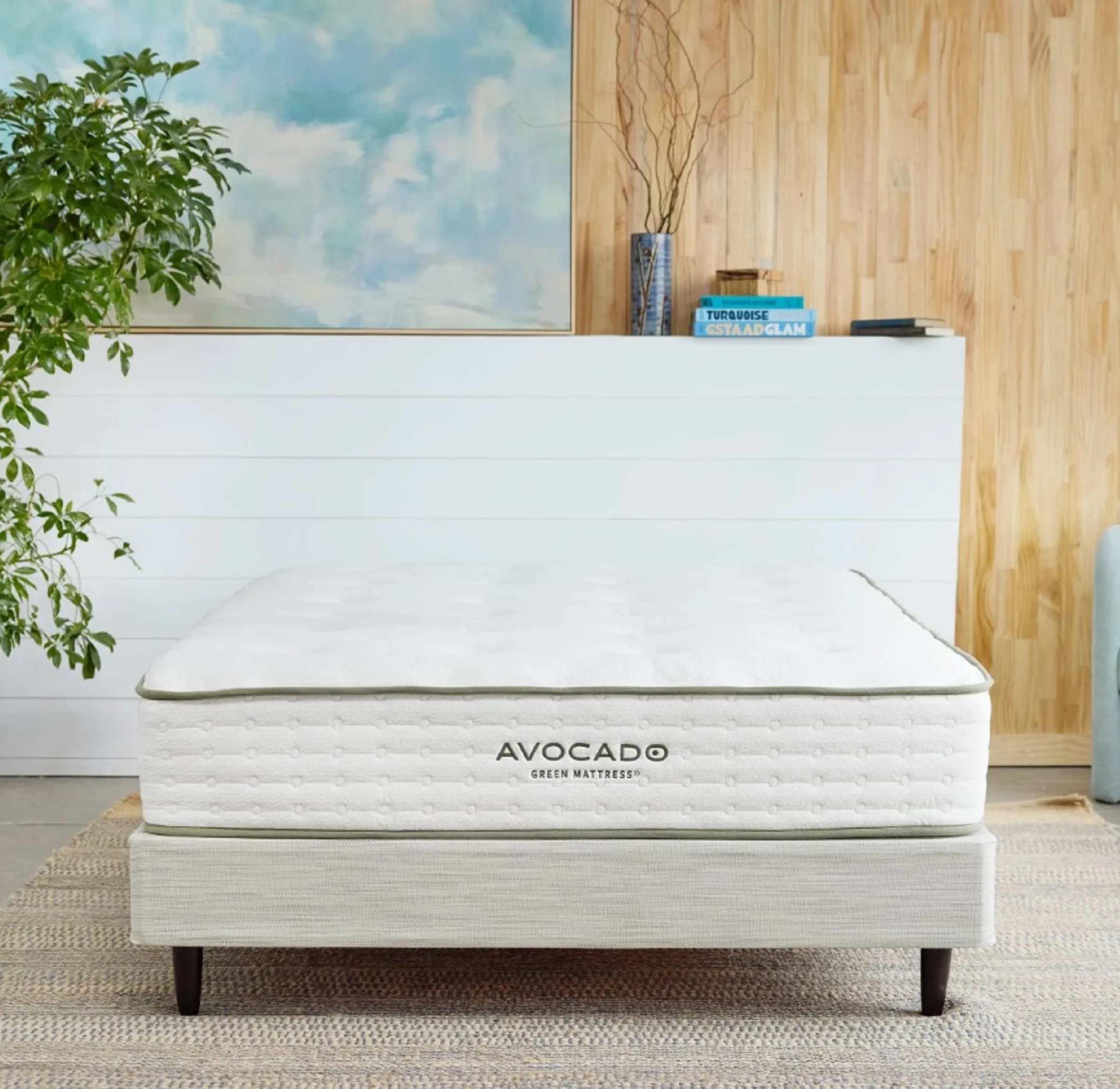 Avocado Green Queen Mattress Foundation With Legs