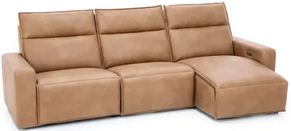 Direct Design Reinvent Your Space 3-Pc. Power Headrest Reclining Chaise Sofa In Saddle In Right-Faci
