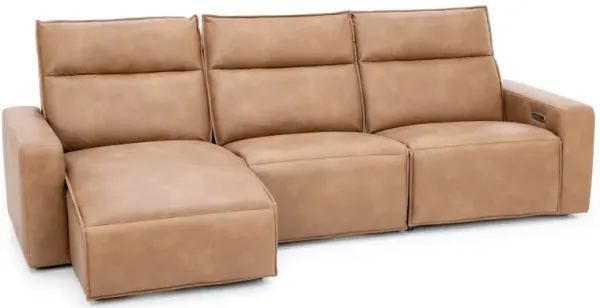 Direct Design Reinvent Your Space 3-Pc. Power Headrest Reclining Chaise Sofa In Saddle In Left-Facin