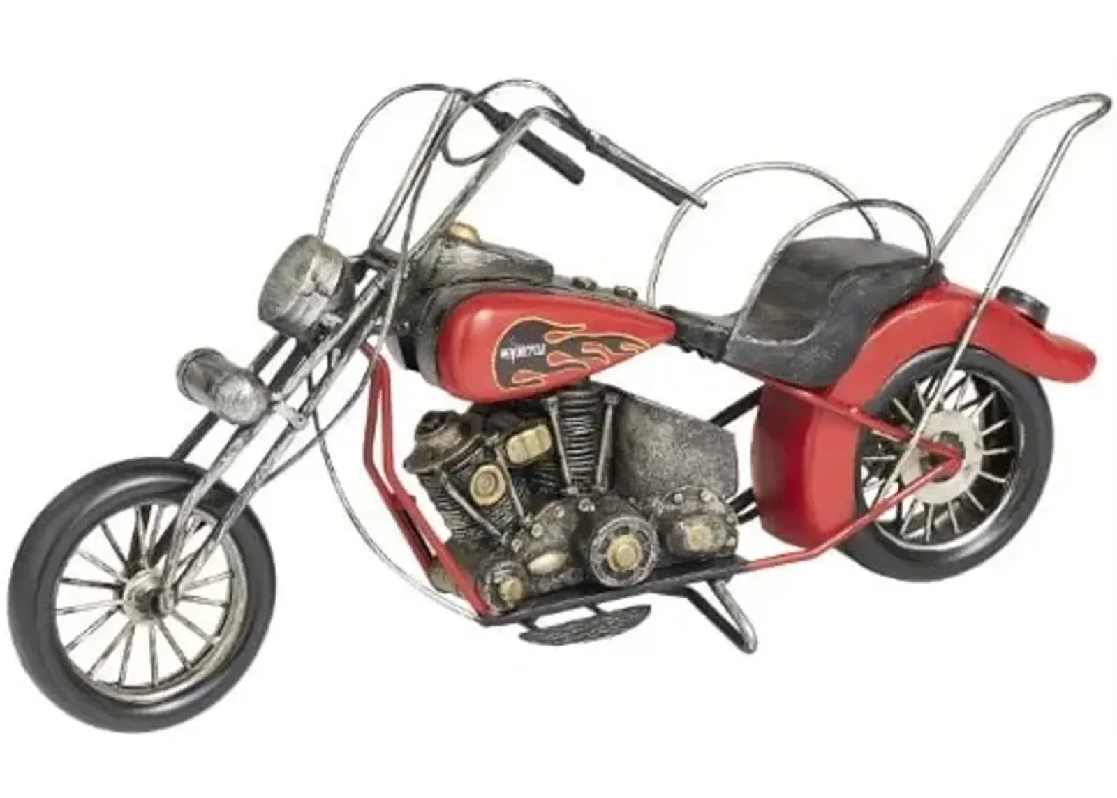 Red Vintage Metal Motorcycle Décor 18"W x 9"H