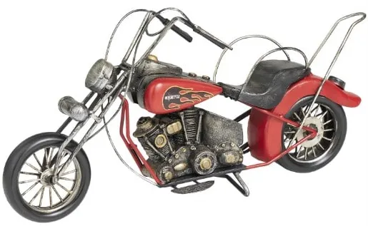 Red Vintage Metal Motorcycle Décor 18"W x 9"H