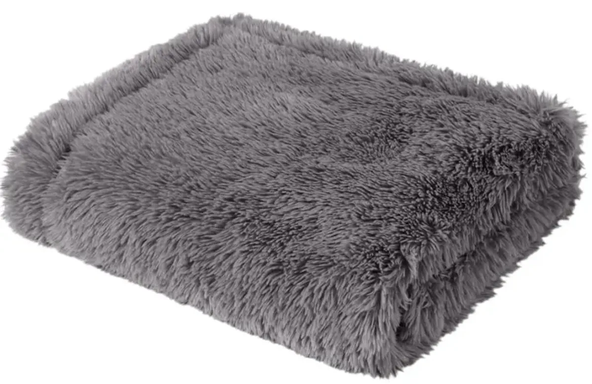 Grey Faux Fur Throw 50"W x 60"L