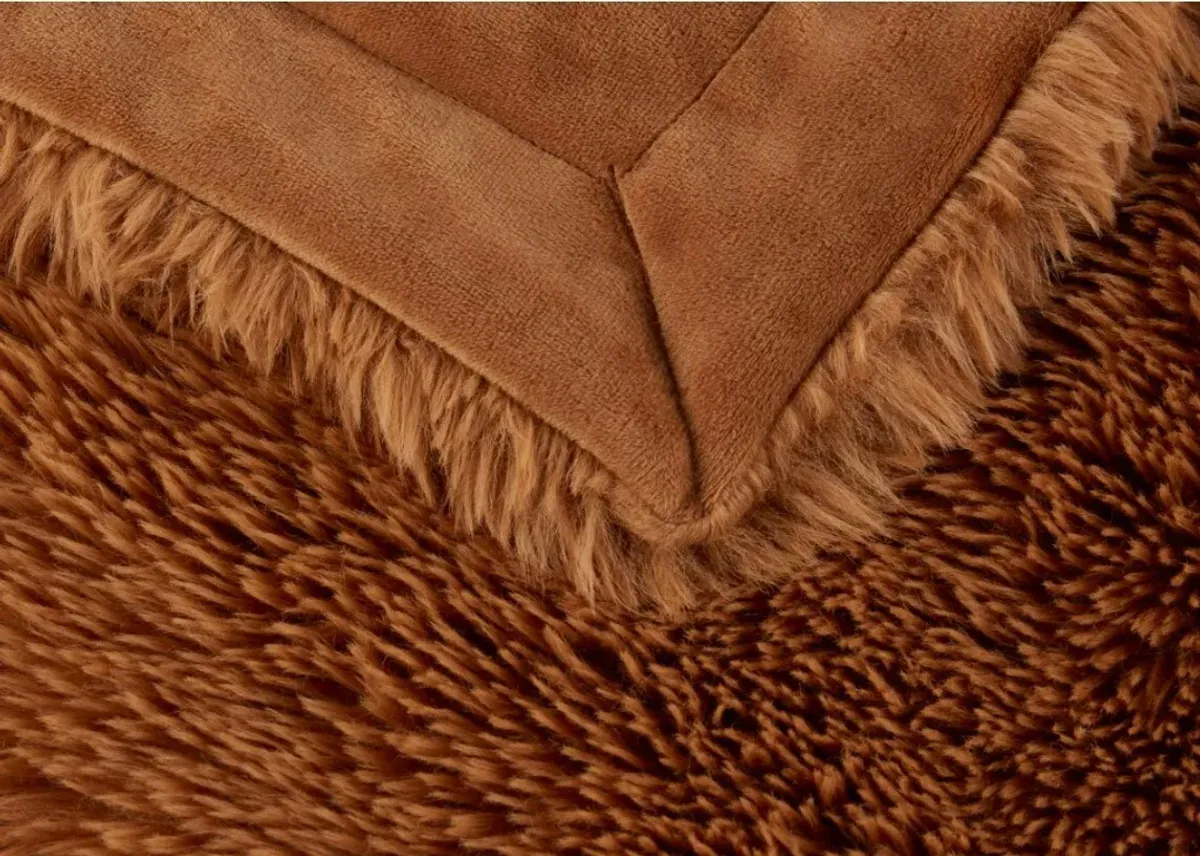 Brown Faux Fur Throw 50"W x 60"L