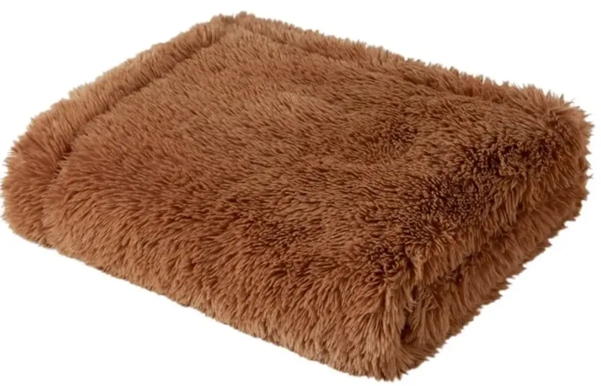 Brown Faux Fur Throw 50"W x 60"L