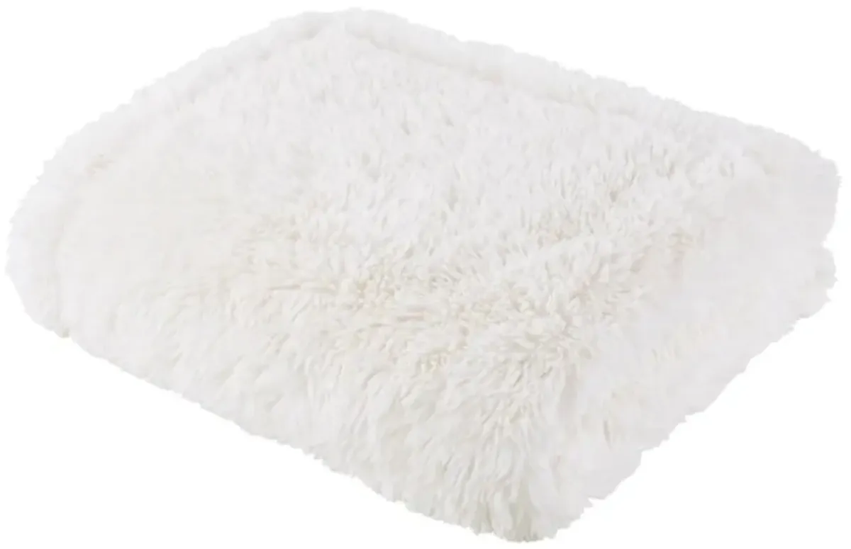 Ivory Faux Fur Throw 50"W x 60"L