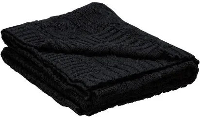 Black Cable Knit Throw 50"W x 60"L