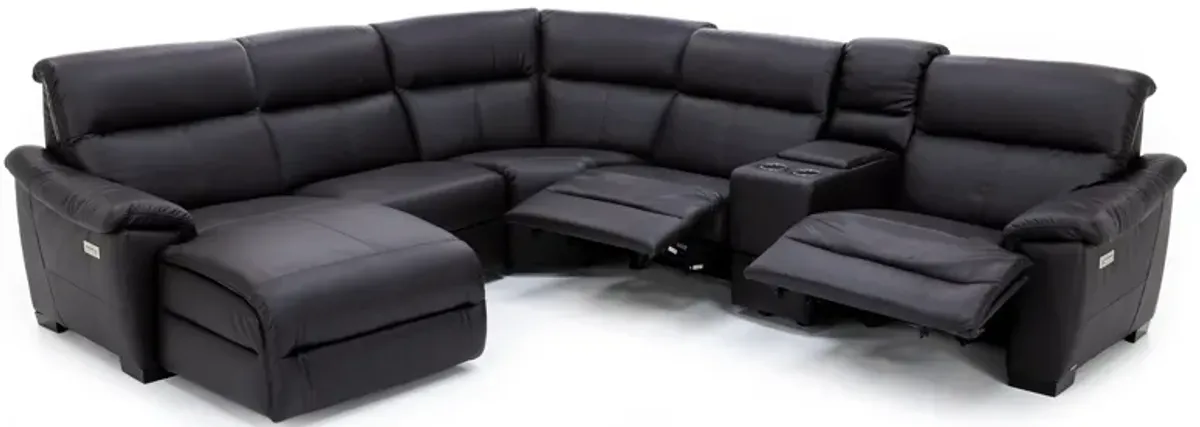 Lorenzo 6-Pc. Leather Fully Loaded Wall Saver Reclining Modular In Brown In Left-Facing