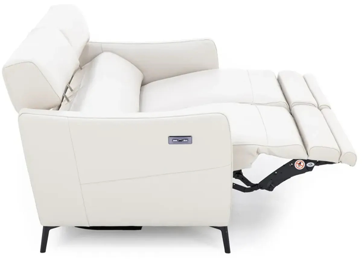 Gabriel Leather Power Headrest Reclining Sofa in Cream