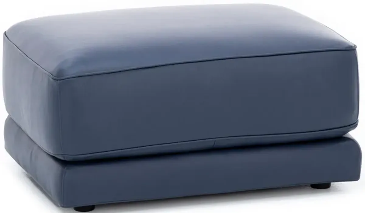 Bianca Leather Ottoman in Blue