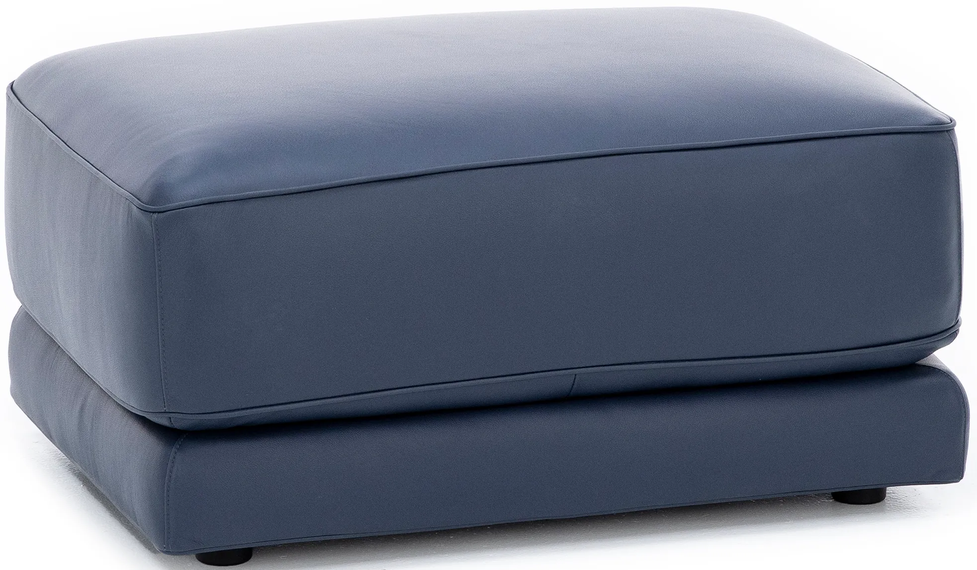 Bianca Leather Ottoman in Blue
