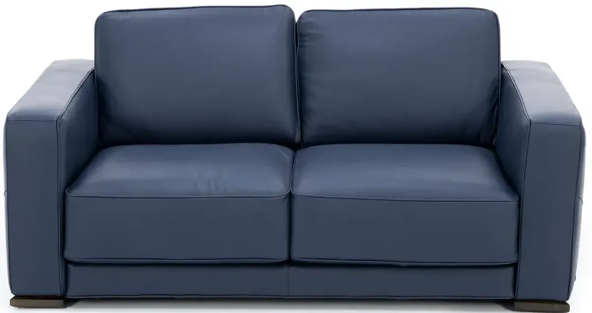 Bianca Leather Loveseat in Blue