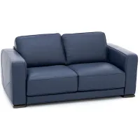 Bianca Leather Loveseat in Blue