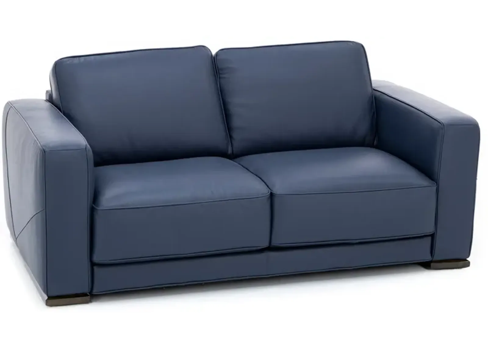 Bianca Leather Loveseat in Blue