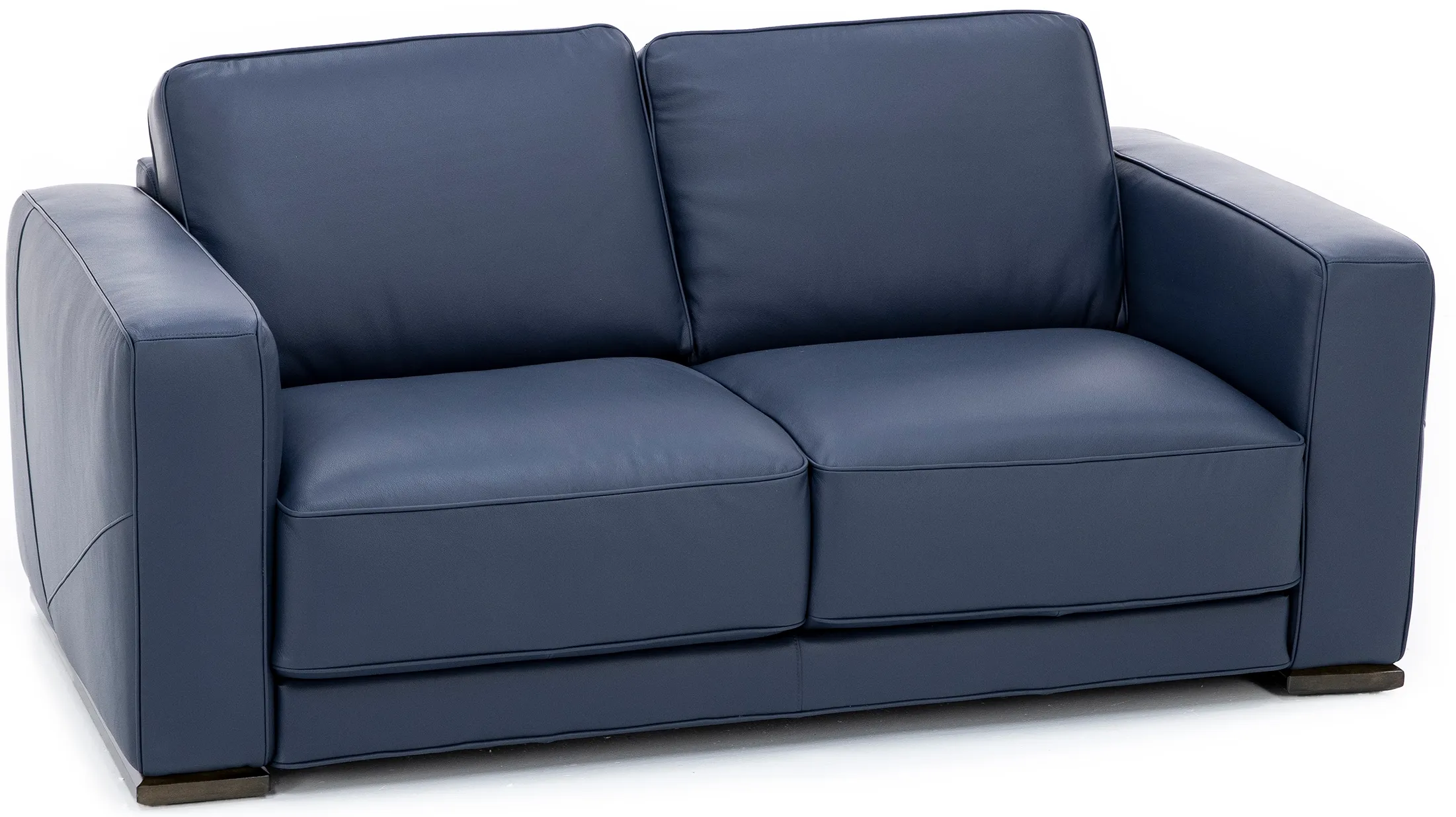 Bianca Leather Loveseat in Blue