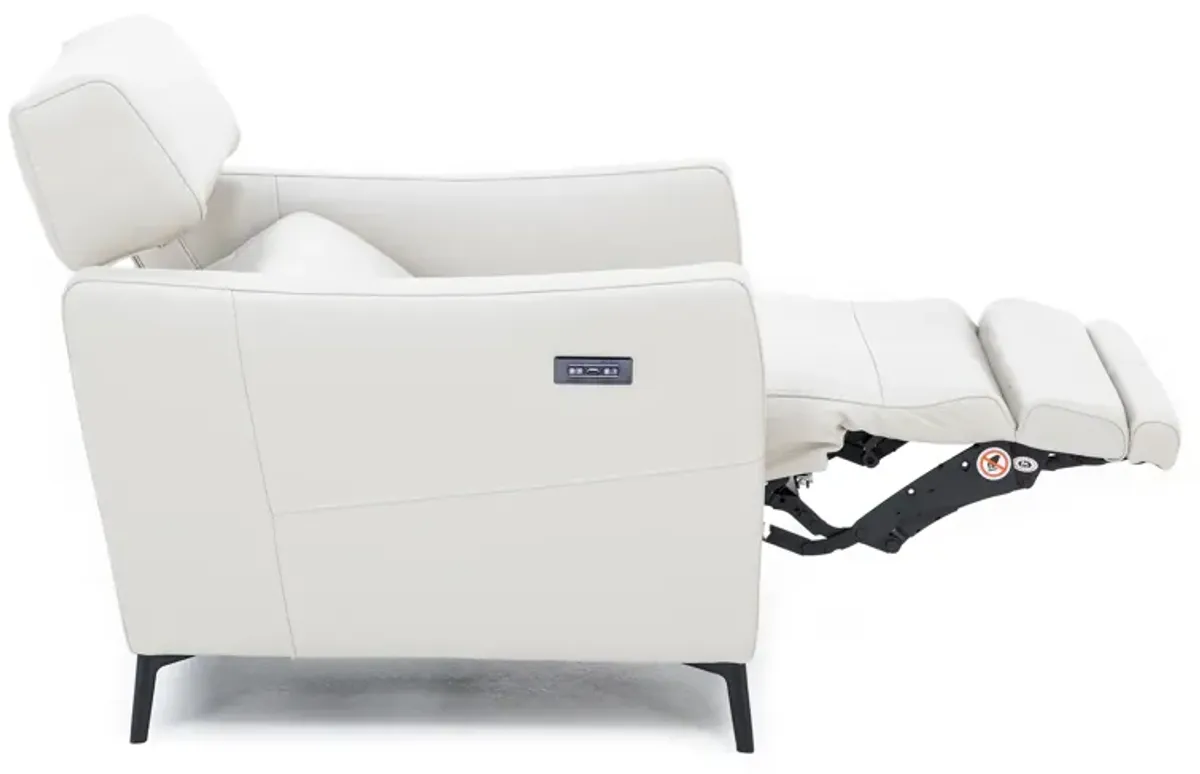 Gabriel Leather Power Headrest Recliner in Cream