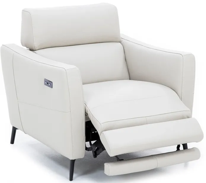 Gabriel Leather Power Headrest Recliner in Cream