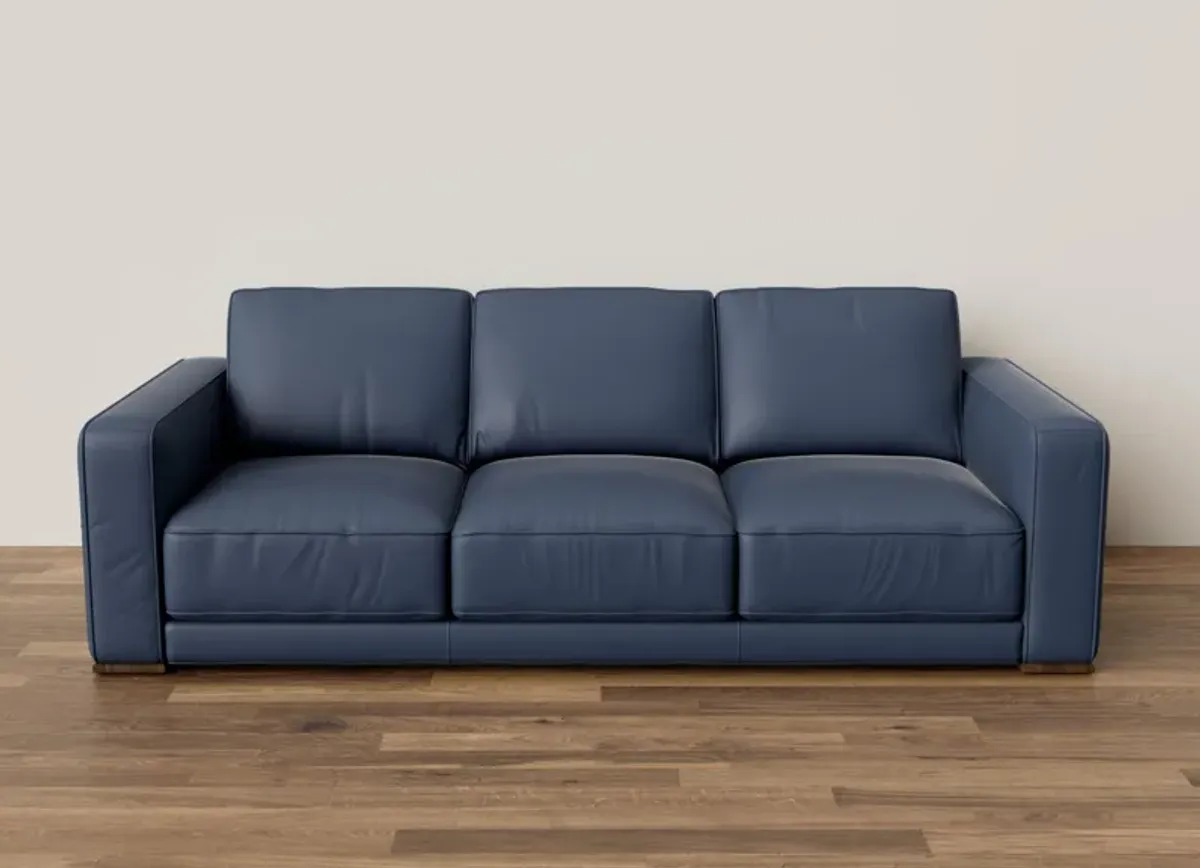 Bianca Leather Sofa in Blue