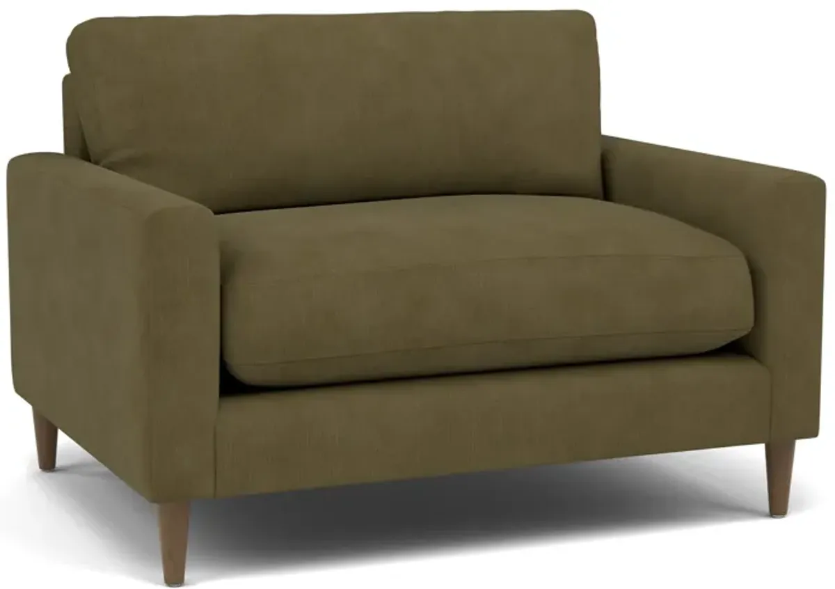 Kelvin Track Arm Cuddle Chair in Heavenly Olive