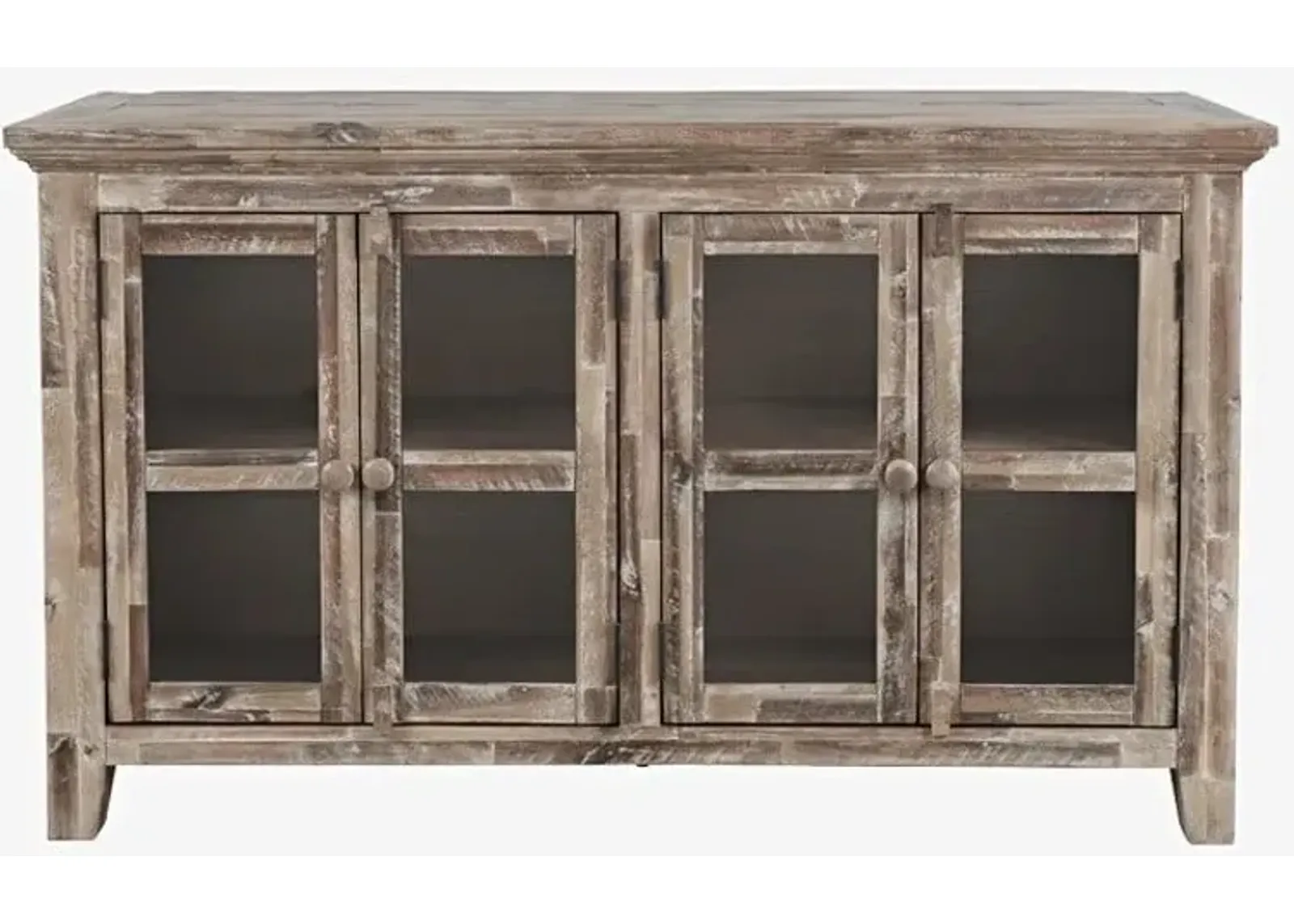 Rustic Shores Grey Wash 4 Door Low Cabinet