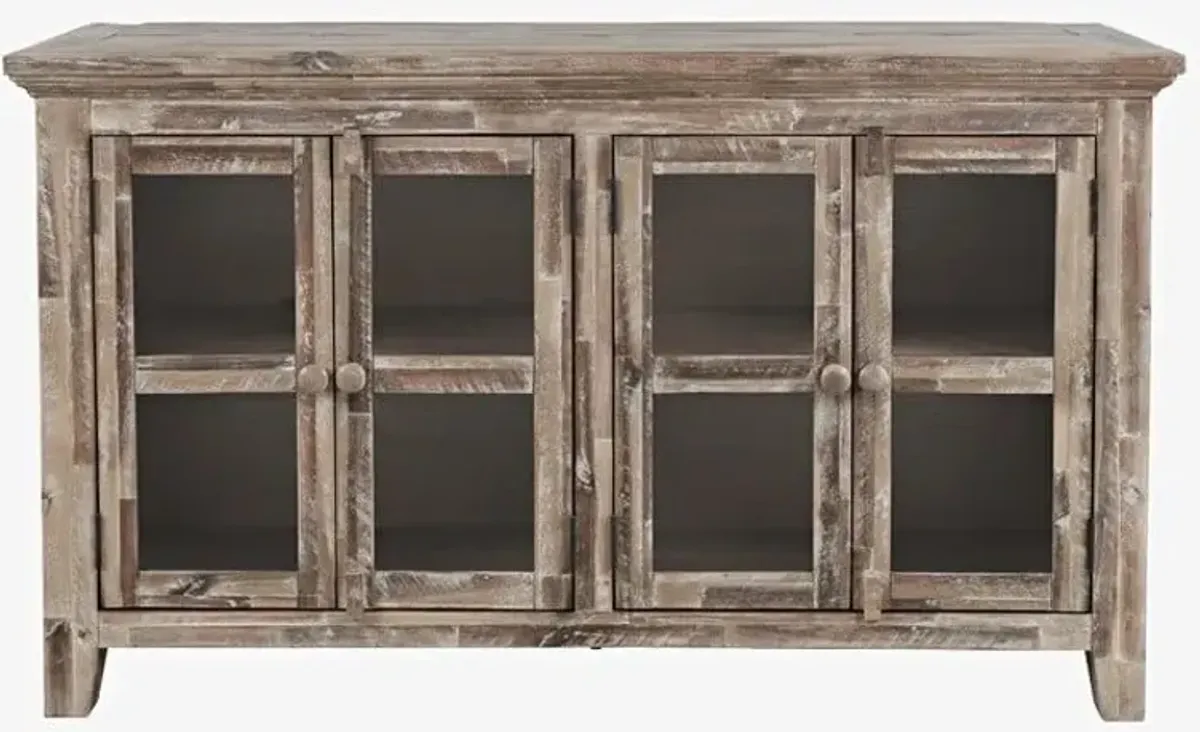 Rustic Shores Grey Wash 4 Door Low Cabinet