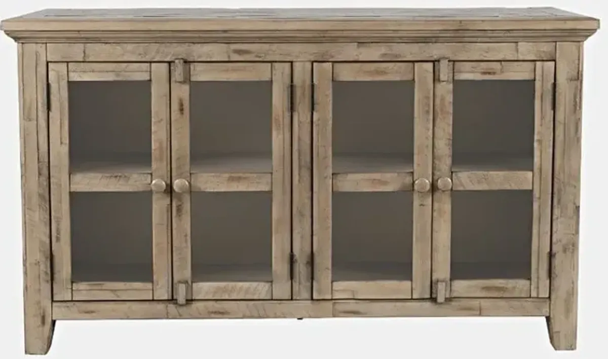 Rustic Shores Weathered Grey 4 Door Low Cabinet