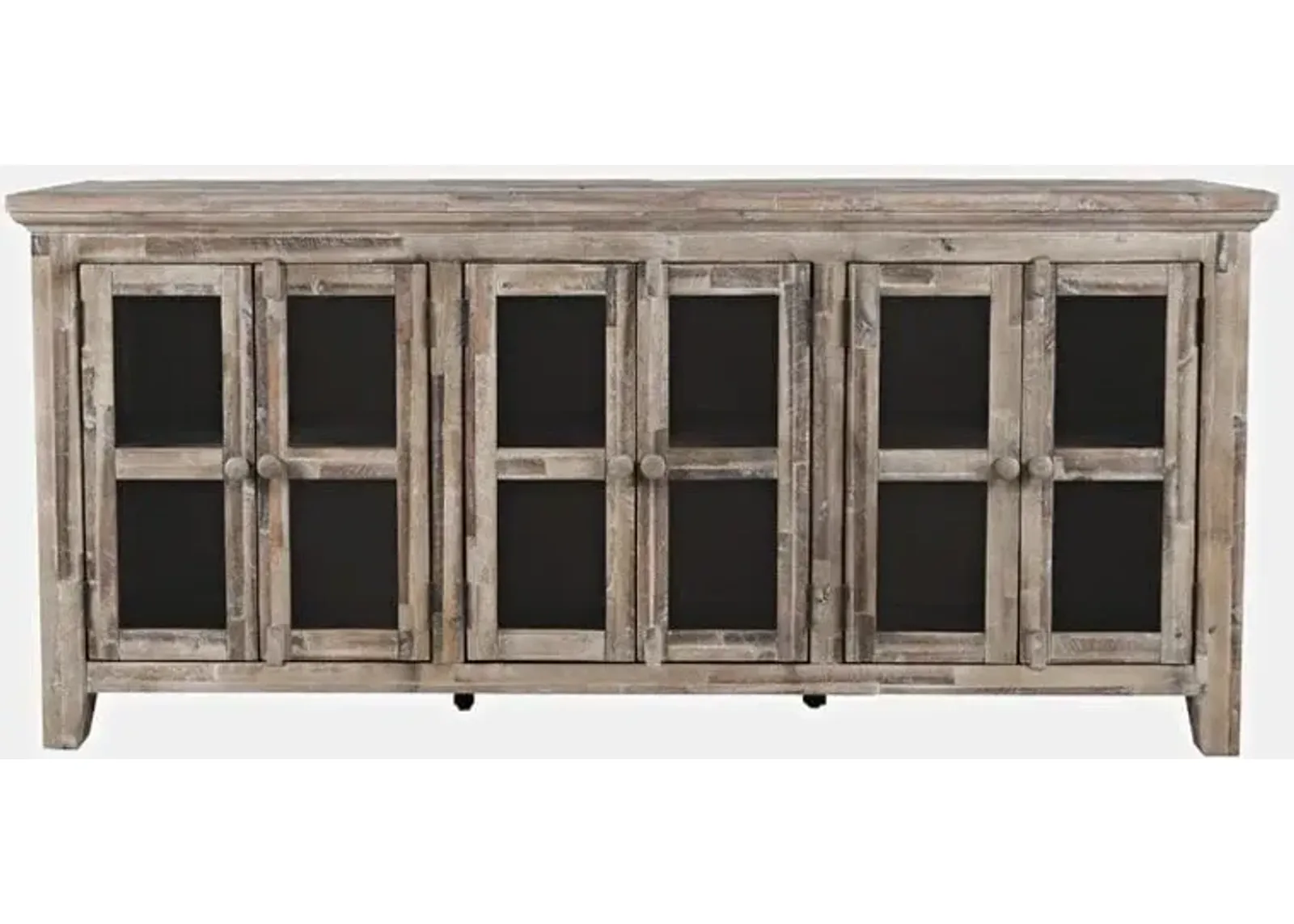 Rustic Shores Grey Wash 6 Door Low Cabinet