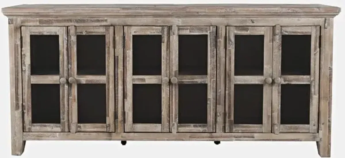 Rustic Shores Grey Wash 6 Door Low Cabinet