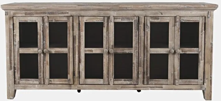 Rustic Shores Grey Wash 6 Door Low Cabinet