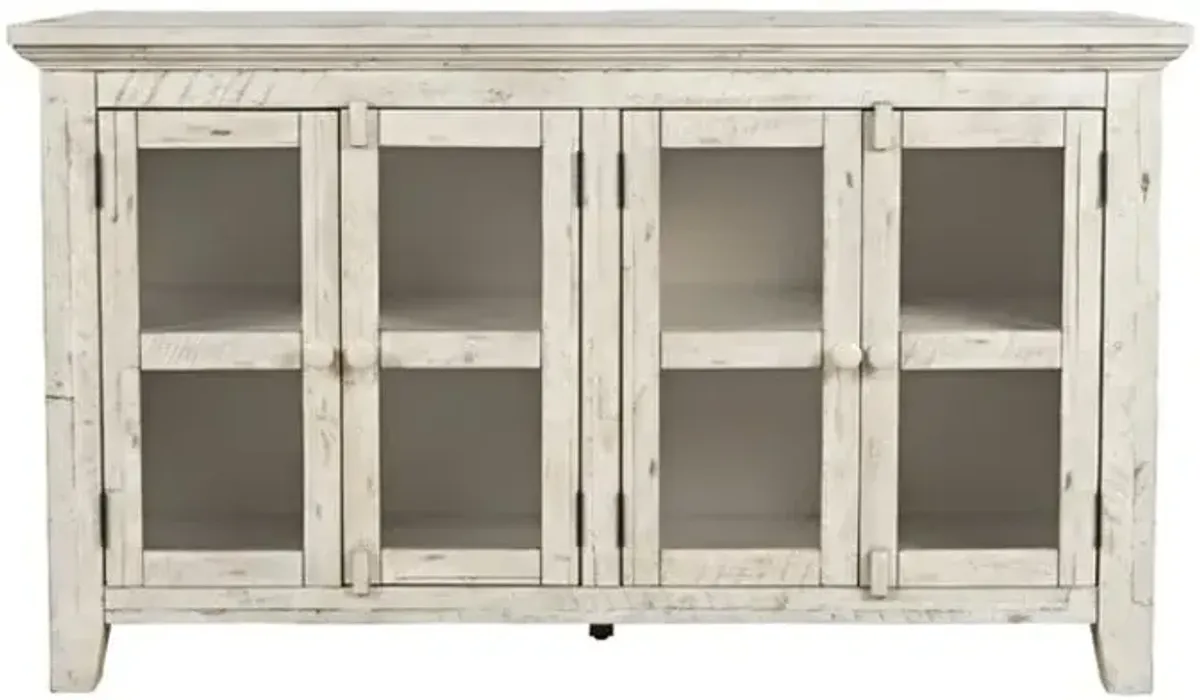 Rustic Shores Scrimshaw 4 Door Low Cabinet