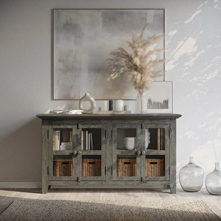 Rustic Shores Stone 4 Door Low Cabinet