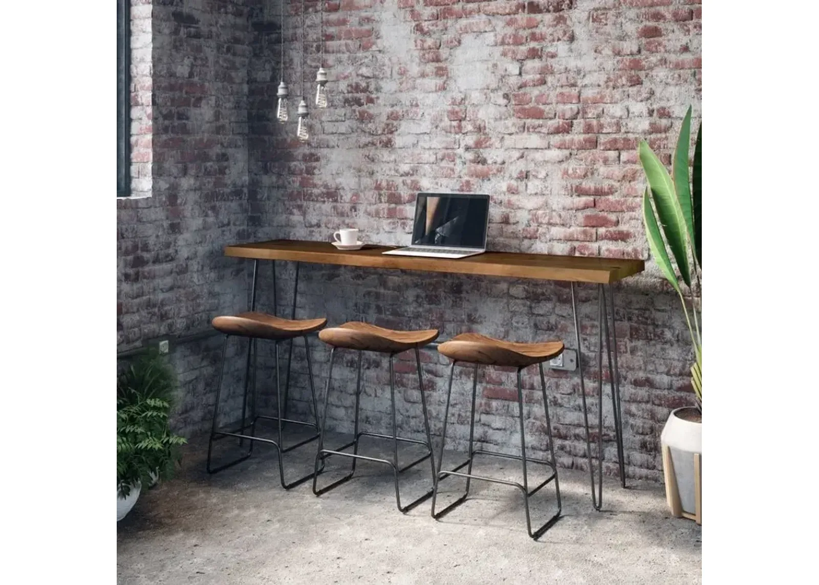 Live Edge Chestnut Console Bar Table & 3 Stools