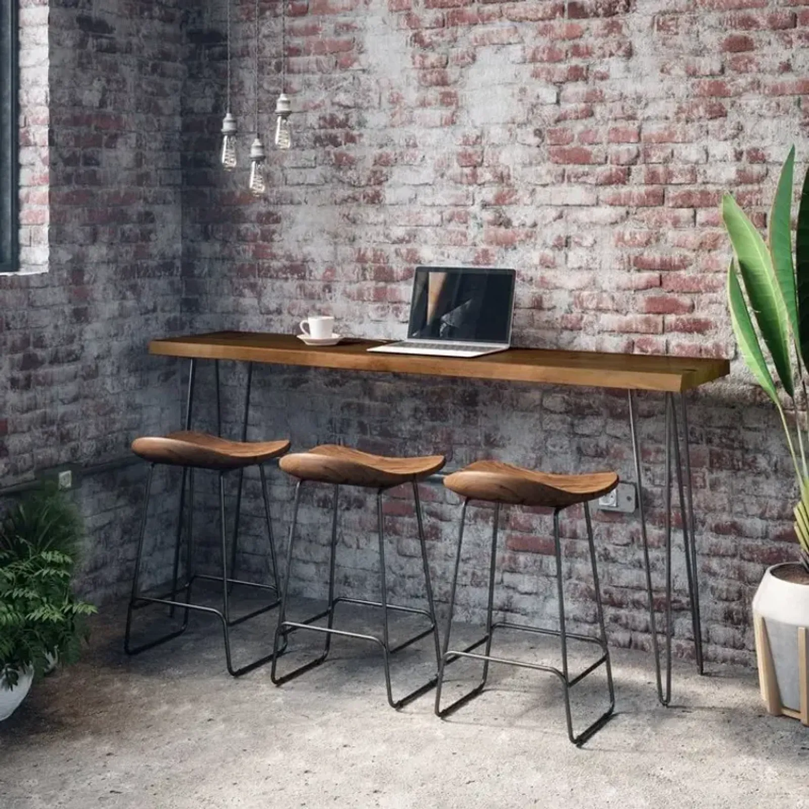 Live Edge Chestnut Console Bar Table & 3 Stools