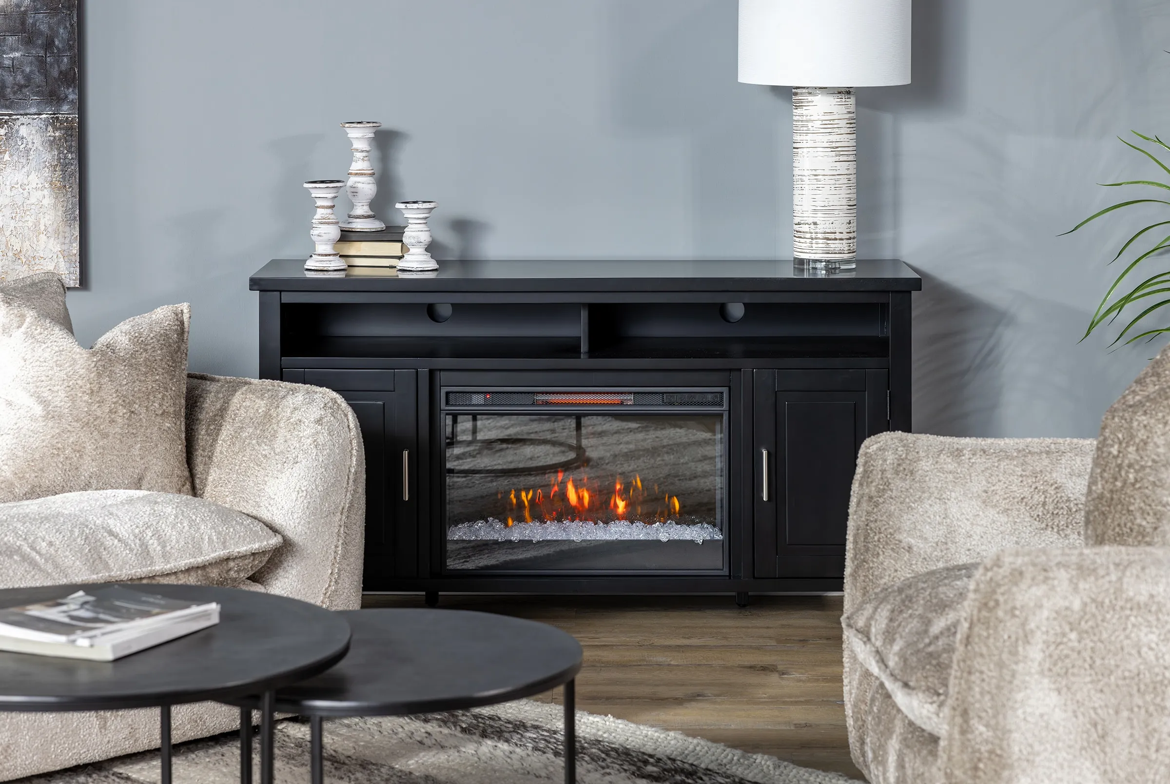 Essentials Black 60" Fireplace