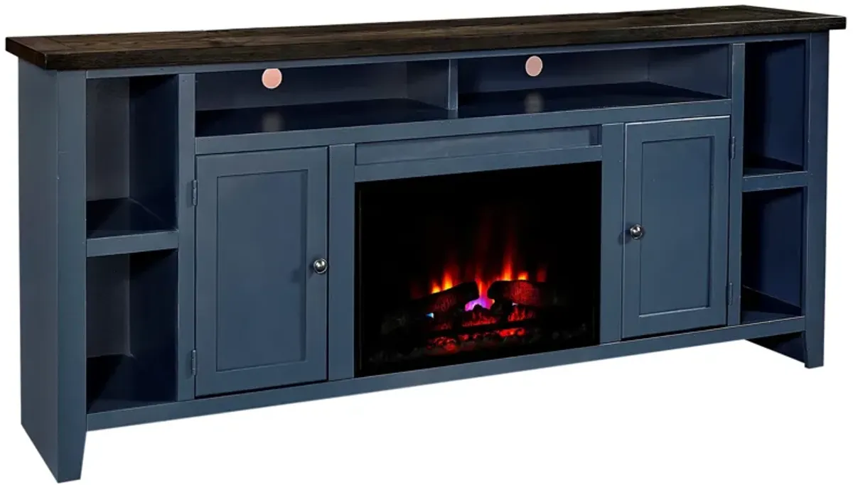 Eastport 84" Malta Blue Fireplace