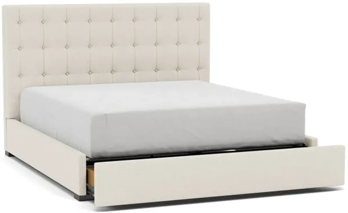 Abby King Upholstered Storage Bed in Merit Pearl