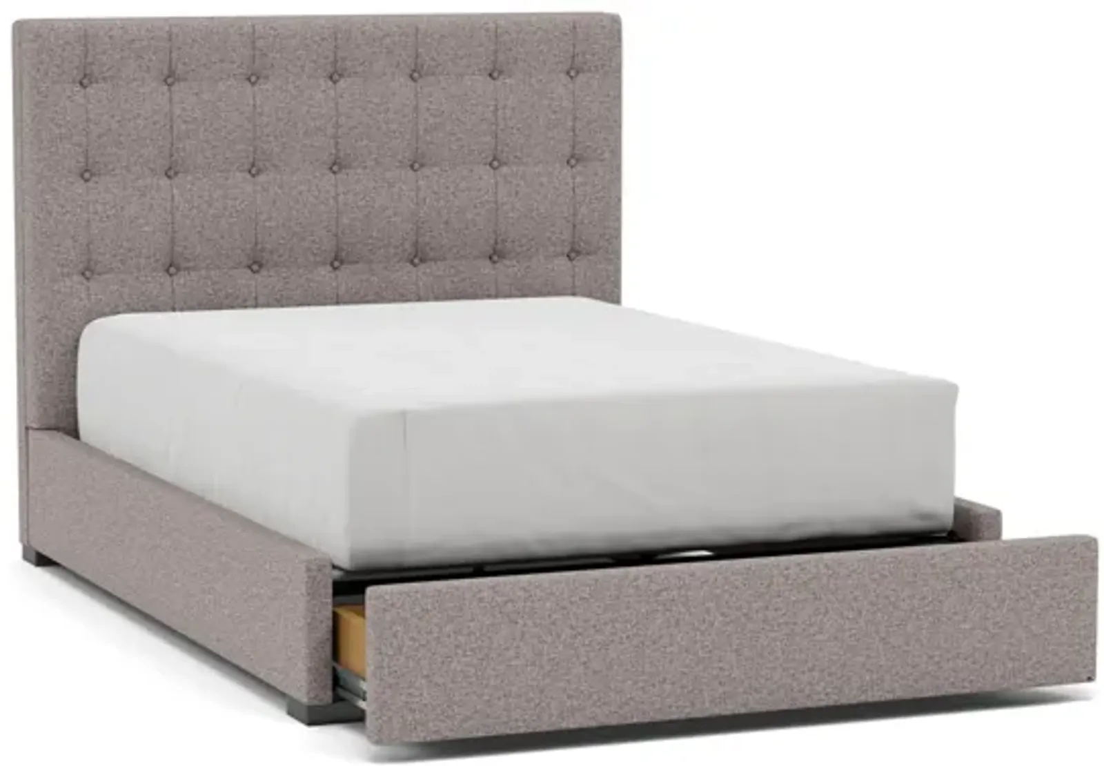 Abby Full Upholstered Storage Bed in Tech Oak