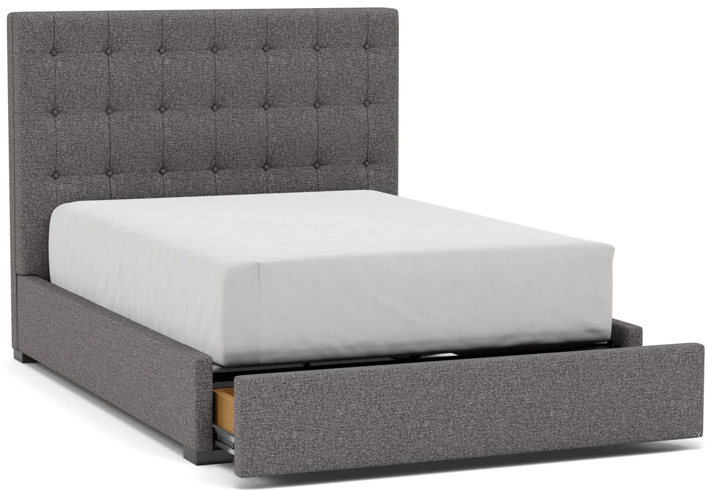 Abby Full Upholstered Storage Bed in Merit Charcoal