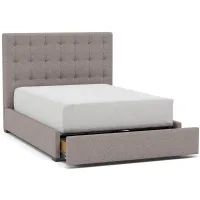 Abby Queen Upholstered Storage Bed in Brown / Tech Oak