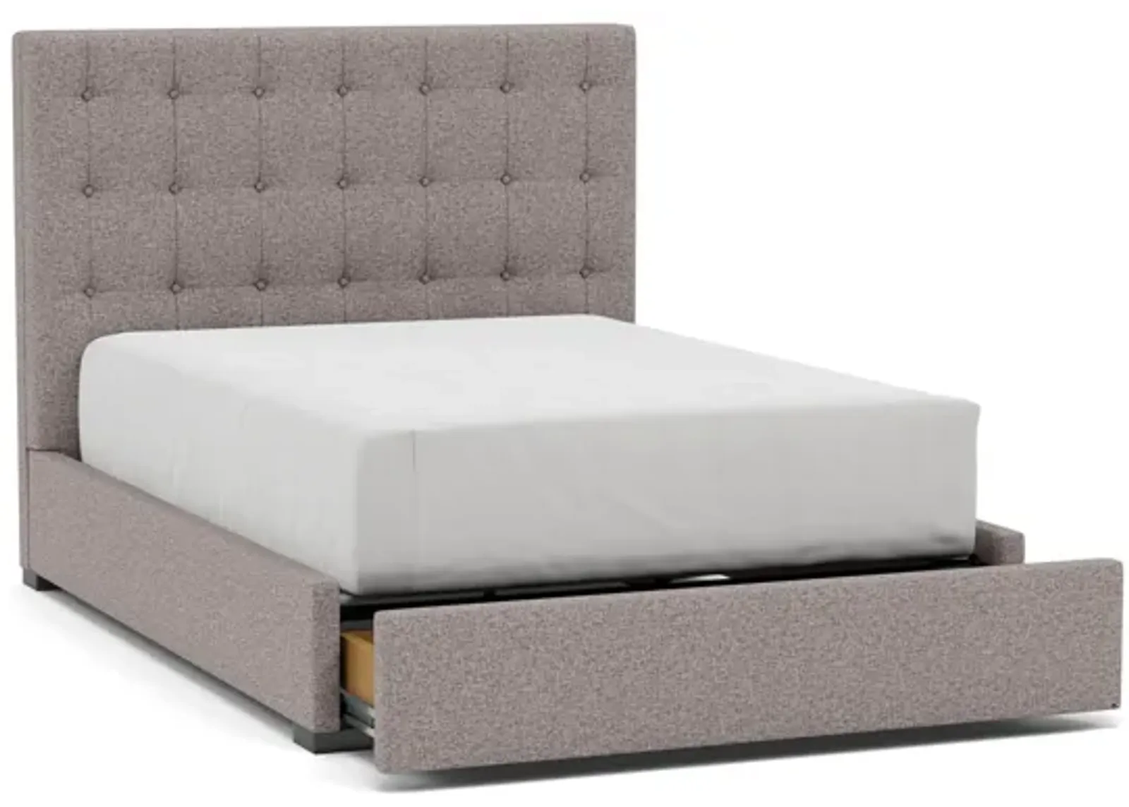 Abby Queen Upholstered Storage Bed in Tech Oak