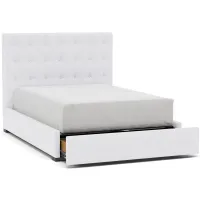 Abby Full Upholstered Storage Bed in White / Tech Arctic