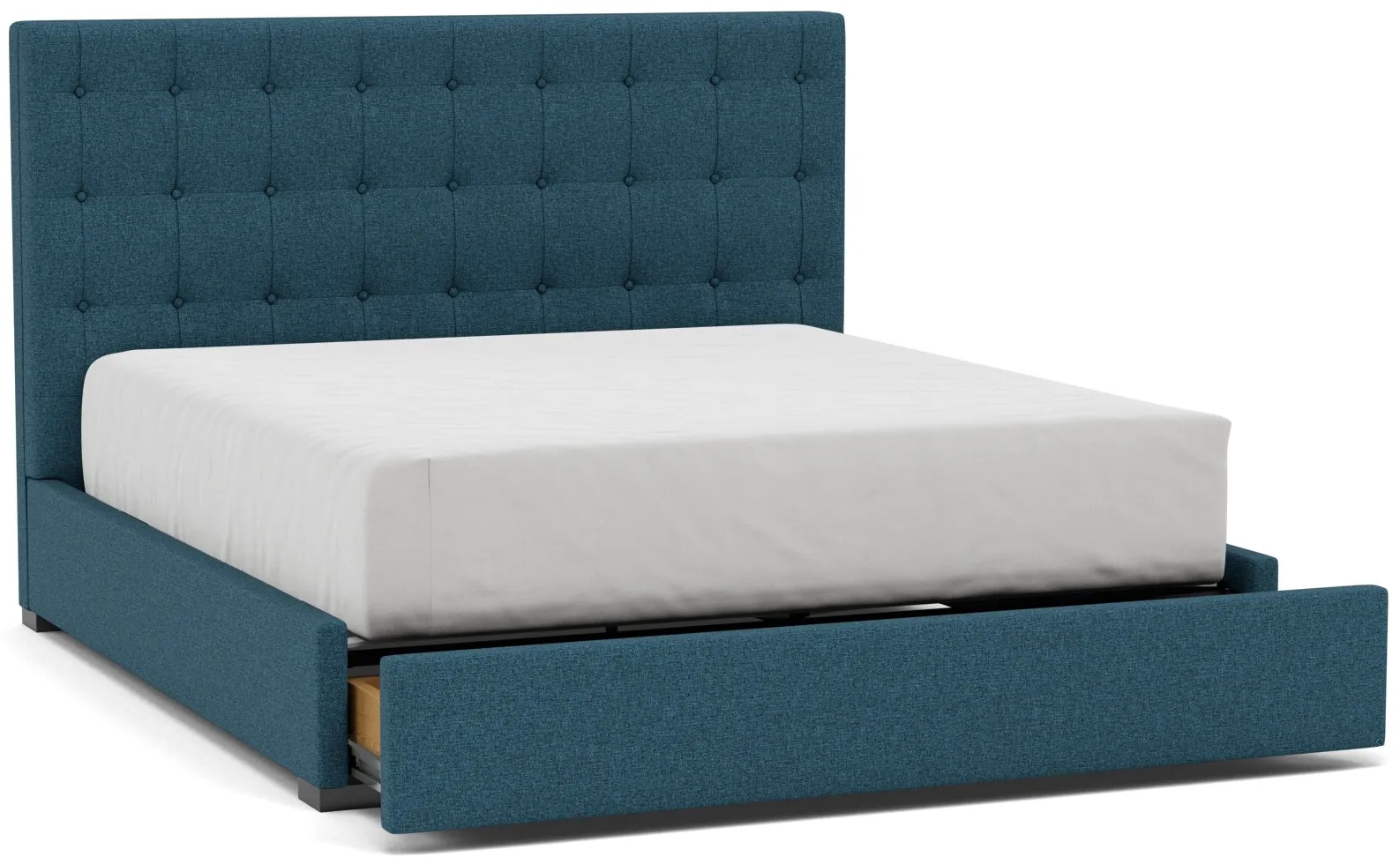 Abby King Upholstered Storage Bed in Merit Peacock