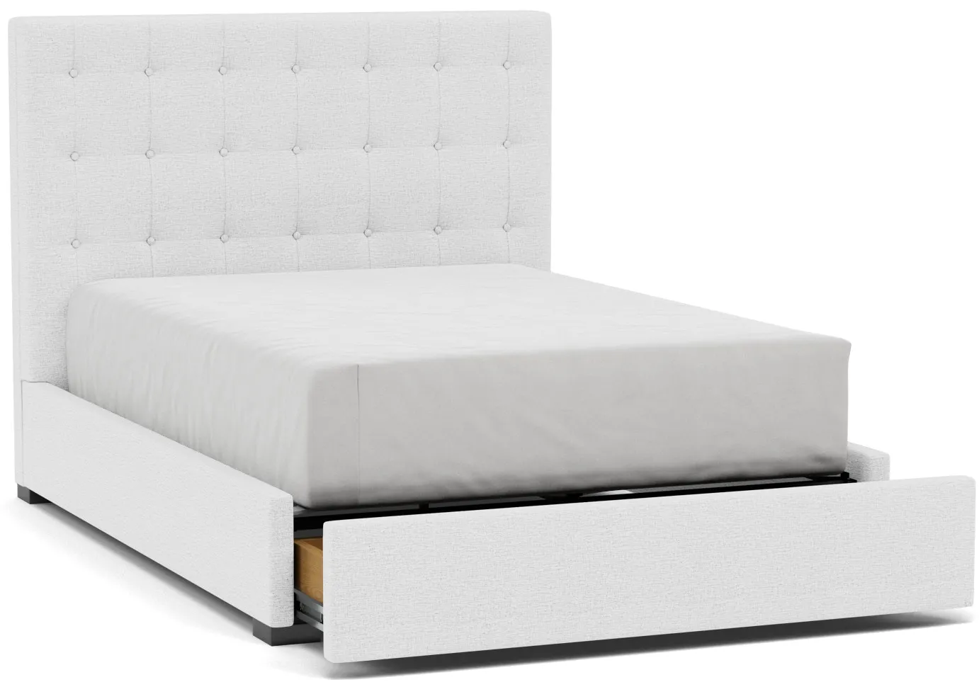 Abby Full Upholstered Storage Bed in Grey / Tech Pebble