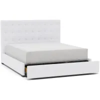 Abby King Upholstered Storage Bed in White / Tech Arctic
