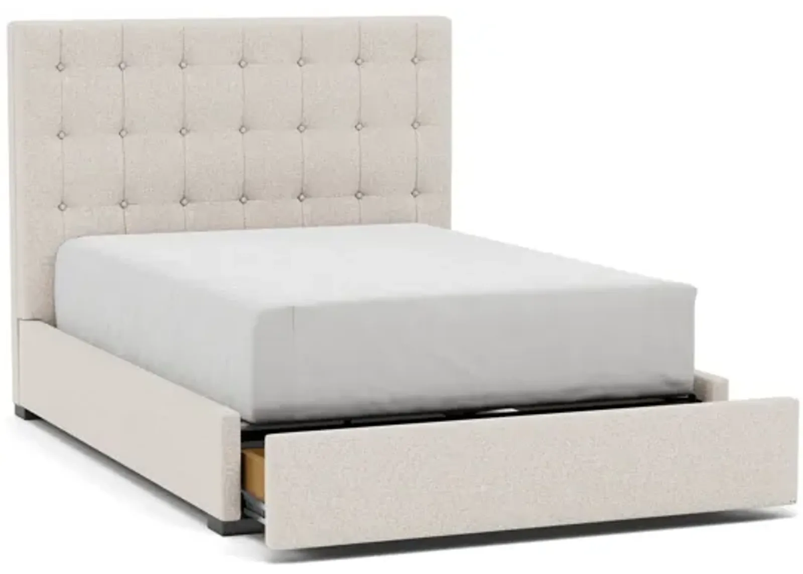 Abby Queen Upholstered Storage Bed in Merit Dove