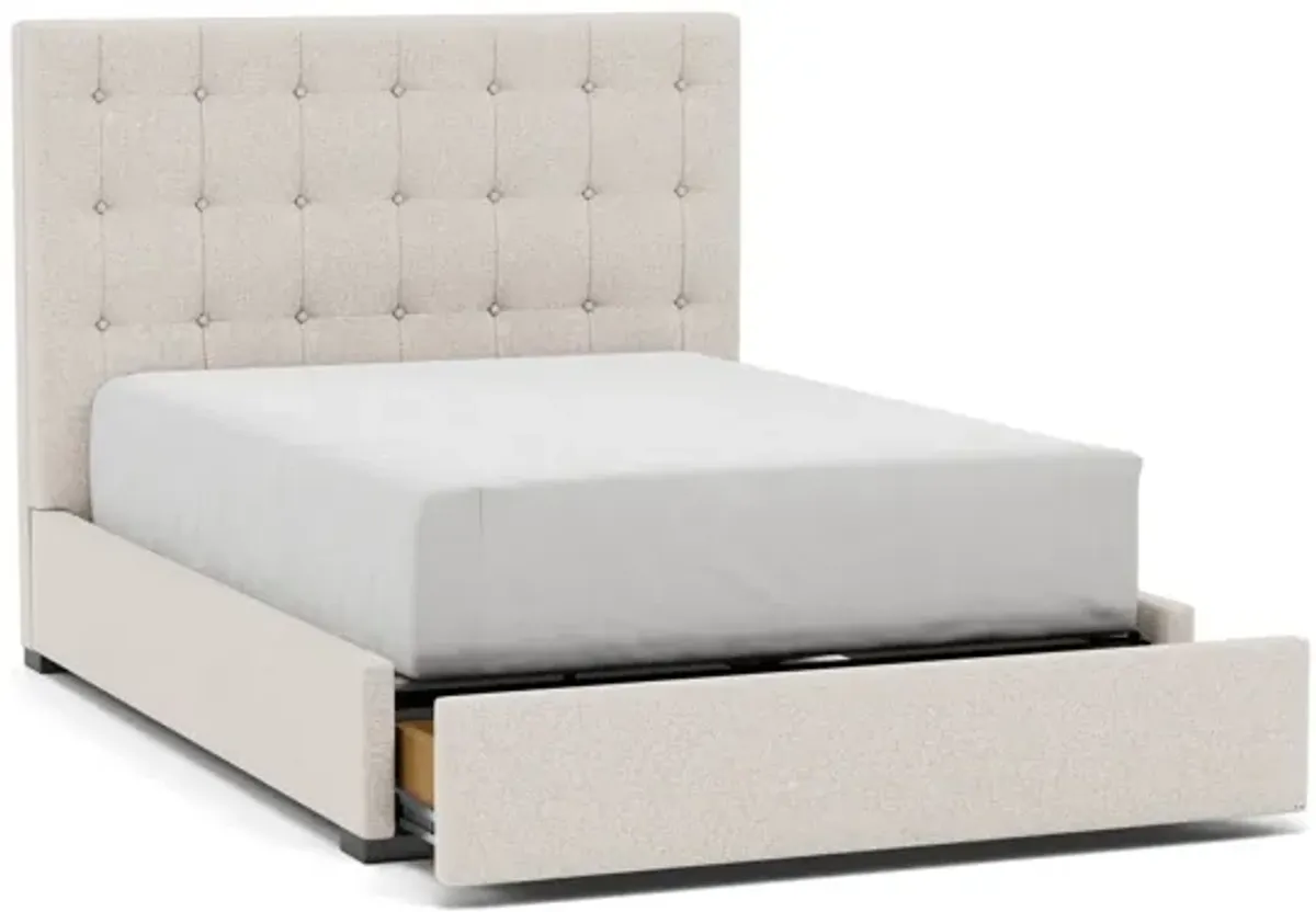 Abby Queen Upholstered Storage Bed in Merit Dove